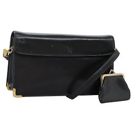 Borsa a spalla Christian Dior in pelle di vitello nera Auth 119992