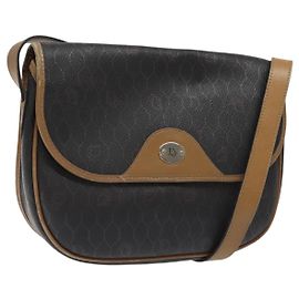 Borsa a spalla in tela a nido d'ape Christian Dior PVC nera e dorata Auth 119149