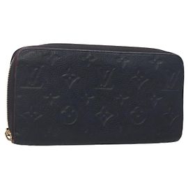 LOUIS VUITTON Portafoglio Zippy Empreinte Blu Marino Rosso M62121 LV Auth fm4618
