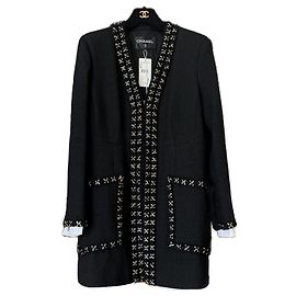 Chanel 12K$ New Paris / Cosmopolite Chain Trimmed Black Tweed Jacket