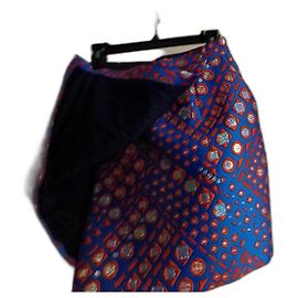 Roseanna Short Shiny Skirt Blue Red Silver