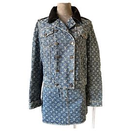 Traje de falda Louis Vuitton Monograma LV Azul Algodón Denim