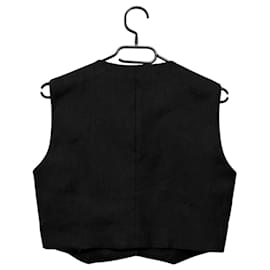 Sandro Top corto negro de lino con escote en V