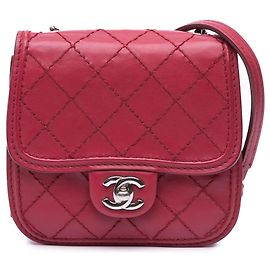 Chanel Mini Flap in Pelle di Vitello Rosa Cucito