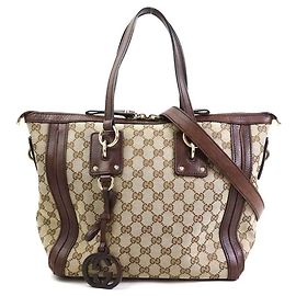 Borsa a mano in tela GG marrone Gucci