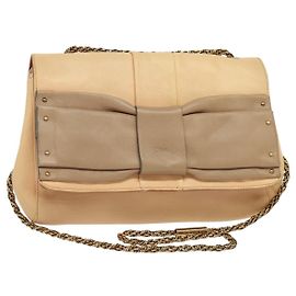 Chloé Borsa a spalla in pelle beige oro Chloe Auth am8219