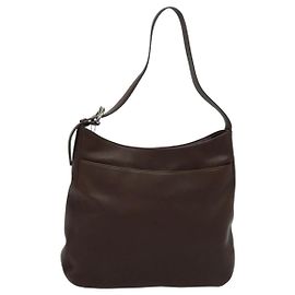 Coach Schultertasche aus braunem Leder mit Silber Authentisch am8338