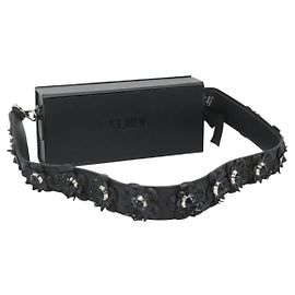 Borsa a spalla FENDI Box in pelle nera argento autentica hk2491