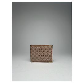 Céline Carteira de couro vintage Celine Paris / porta-cartões bege