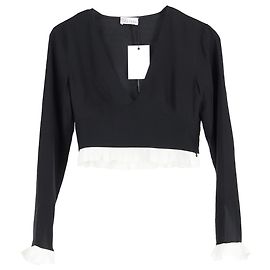 Top corto con dobladillo con volantes RED Valentino en viscosa negra