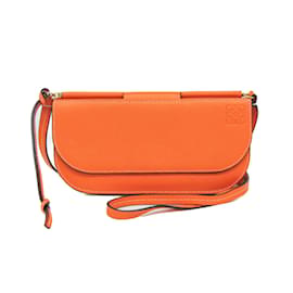 Portafoglio in pelle con catena/spalla Loewe Gate per donne in arancione