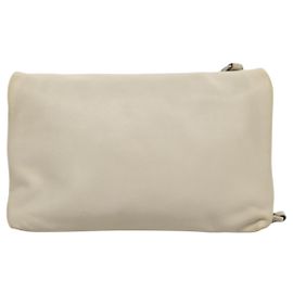 Jimmy Choo Chain Shoulder Bag Leather Gray Silver Auth bs24681
