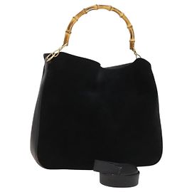 Borsa a mano GUCCI Bamboo Suede 2way Nero Oro 001 1014 1577 Auth ep8767