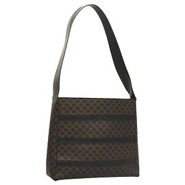 Céline Borsa a spalla in tela Macadam CELINE in pelle PVC nera e dorata Auth 119071