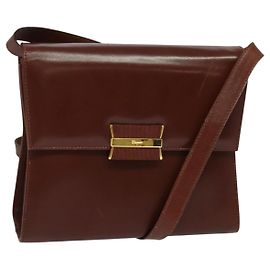 Borsa a Spalla Salvatore Ferragamo in Pelle Marrone Oro Auth hk2488