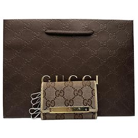 Portachiavi vintage Gucci monogramma beige marrone