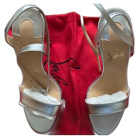 Sandali Christian Louboutin Queen 120 Pelle Argentata 39