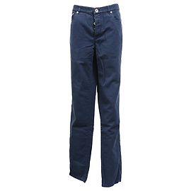 Gerade geschnittene Hose aus navyblauem Baumwollstoff von Brunello Cucinelli