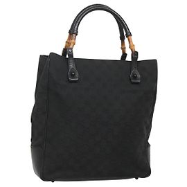 Borsa Tote in Tela GG Bamboo Gucci Nera 112530 Auth am8242