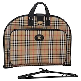 Autre Marque Burberrys Nova Check Garment Cover Canvas Beige Gold Auth 119821
