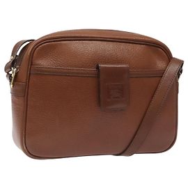 Autre Marque Bolso de Hombro Burberrys de Cuero Marrón Dorado Auth ep8711
