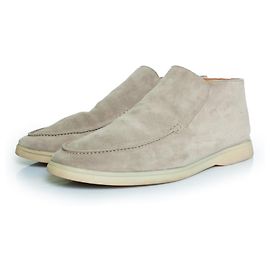 Autre Marque Aurelien, mocassins de ville en suède gris beige classique