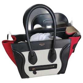 Borsa a mano Céline Grand Luggage in pelle nera e tessuto