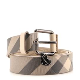 Burberry Beige Nova Check Heart beschichteter Canvas- und Leder-Gürtel mit Schnalle Größe 40/100