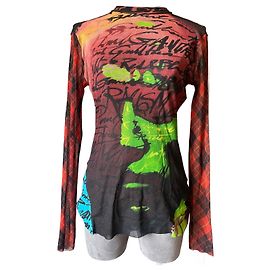 Jean Paul Gaultier Top in rete multicolore stile Andy Warhol
