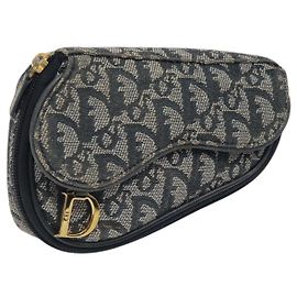 Pochette in tela Trotter Christian Dior Navy Auth 119182