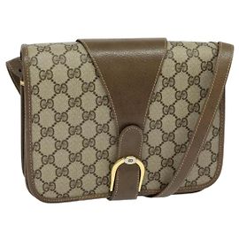 Sac à épaule GUCCI GG Supreme PVC Beige Or Auth BA1492