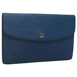 LOUIS VUITTON Epi Montaigne 27 Clutch Blu M52655 LV Auth 121415