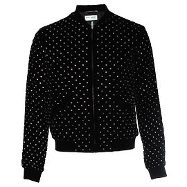 Saint Laurent, bomber de terciopelo adornado con strass