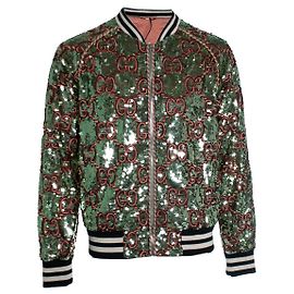 Gucci, Bomber interamente in paillettes oro e rosa