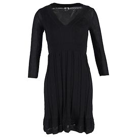 Robe mini en viscose noire à col en V tricotée Missoni