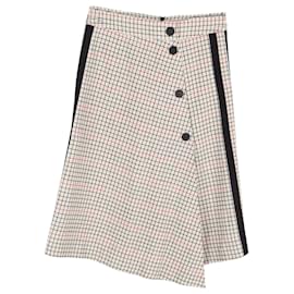 Falda midi asimétrica de cuadros Maje en tweed de algodón beige
