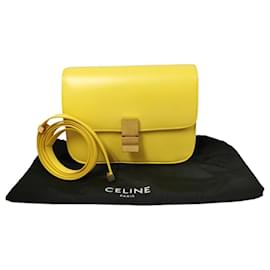 Celine Classic Box Medio Pelle di Vitello Gialla - Céline