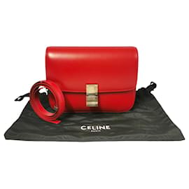Celine Classic Box Medio Pelle di Vitello Rossa - Céline