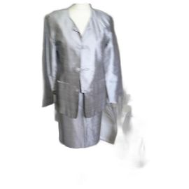 Autre Marque Anne Weybum Traje de Chaqueta y Falda de Seda Gris