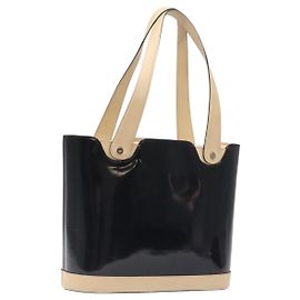 Borsa Tote Salvatore Ferragamo Smalto Nero Argento Auth bs25067