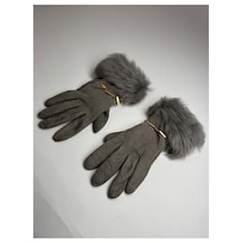 Vintage Escada Wildleder Kaschmir Handschuhe Größe 7 grau