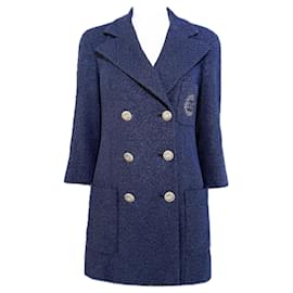Chanel Navy Tweed Jacke mit ikonischem CC-Logo-Patch 36 FR