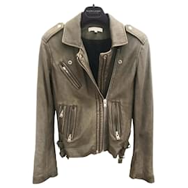 IRO Biker Lederjacke Khaki