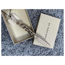 Beige Leder- und Kettenarmband Burberry neu mit Etikett