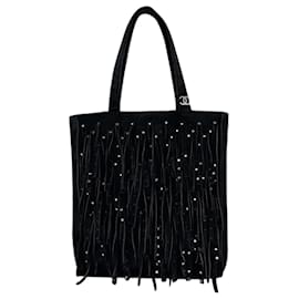 Mini tote in suede con frange di Chanel con strass