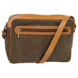 ETRO Schultertasche Paisley PVC Braun Gold Auth am8284