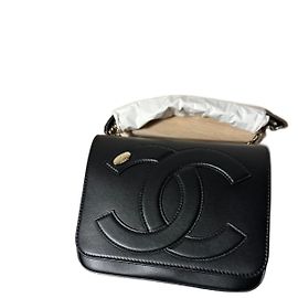 Borsa Chanel CC Mania in pelle d'agnello nera