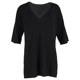 Suéter V-neck Joseph Knit em Lurex Preto