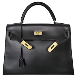 Borsa Hermès Kelly Sellier 32 in pelle box nera