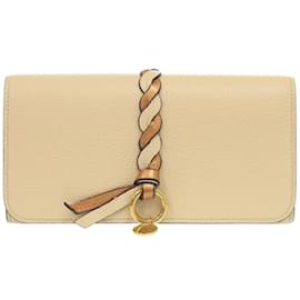 Cartera larga de cuero beige Chloé